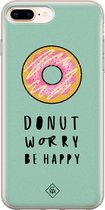 Casimoda® hoesje - Geschikt voor iPhone 8 Plus - Donut Worry - Siliconen/TPU telefoonhoesje - Backcover - Snoep - Roze