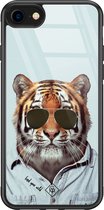 Casimoda® hoesje - Geschikt voor iPhone SE (2020) - Tijger Wild - Luxe Hard Case Zwart - Backcover telefoonhoesje - Blauw