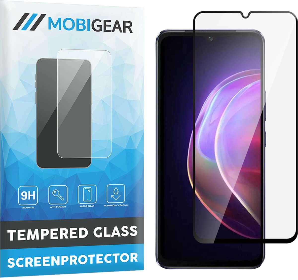 Mobigear Screenprotector geschikt voor Vivo V21 Glazen | Mobigear Premium Screenprotector - Case Friendly - Zwart