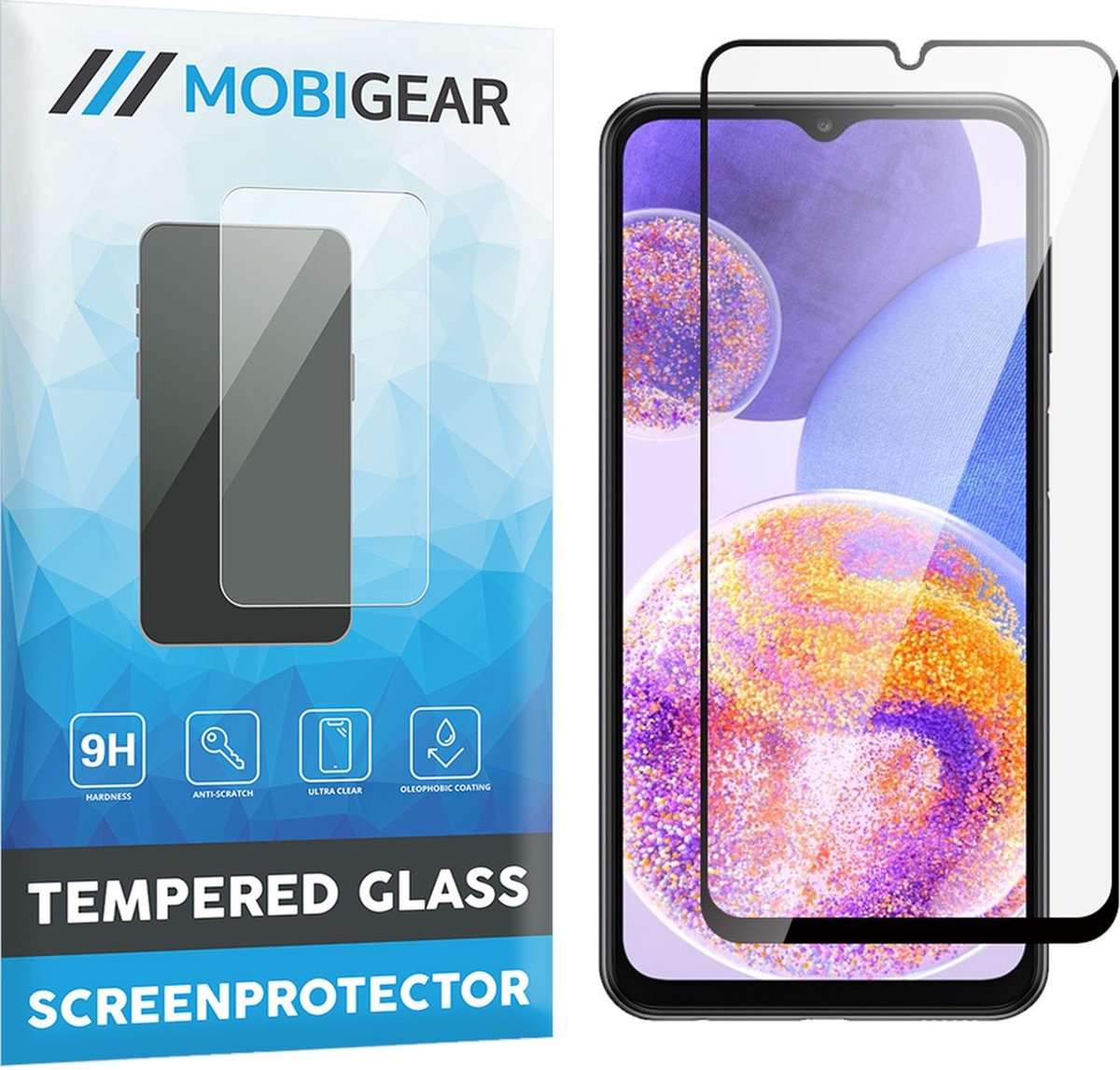 Mobigear Screenprotector geschikt voor Samsung Galaxy A23 Glazen | Mobigear Premium Screenprotector - Case Friendly - Zwart