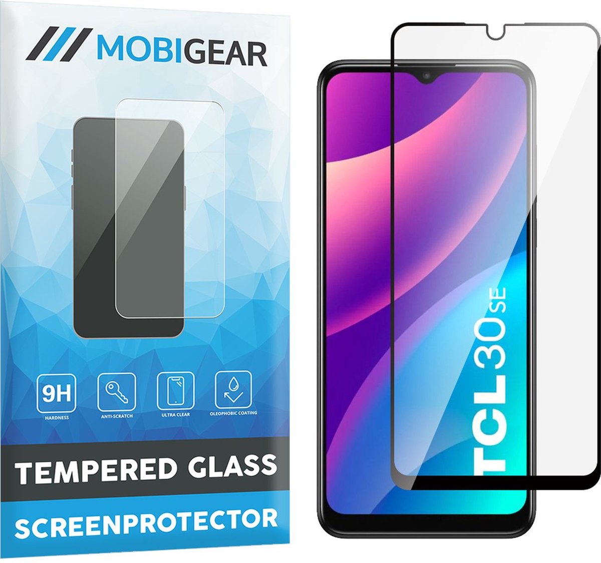 Mobigear Screenprotector geschikt voor TCL 30 SE Glazen | Mobigear Premium Screenprotector - Case Friendly - Zwart