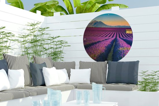 Garden Circle Lavande - Berg - Fleurs - 60x60 - Affiche Ronde de Jardin - Extérieur