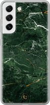 Hoesje geschikt voor Samsung Galaxy S21 FE - Marble jade green - Soft Case - TPU - Marmer - Groen - ELLECHIQ