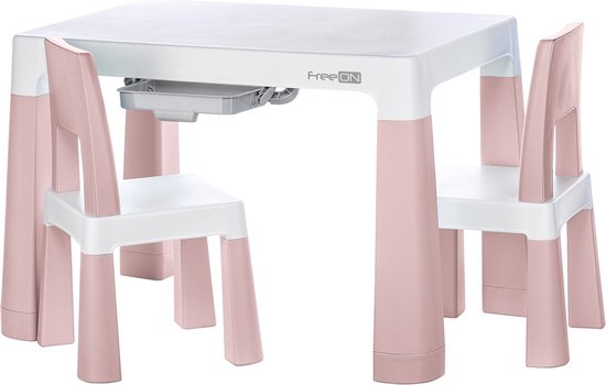 FreeON Plastic Kindertafel - Speeltafel met Stoeltjes Neo - Roze