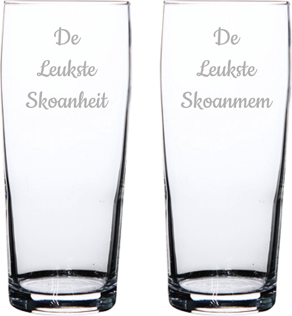 Gegraveerde bierfluitje 19cl De Leukste Skoanheit-De Leukste Skoanmem