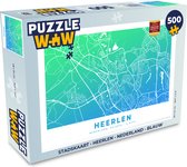 Puzzel Stadskaart - Heerlen - Nederland - Blauw - Legpuzzel - Puzzel 500 stukjes - Plattegrond