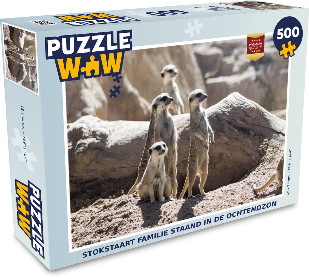 Puzzel Familie - Stokstaartjes - Dieren - Legpuzzel - Puzzel 500 stukjes