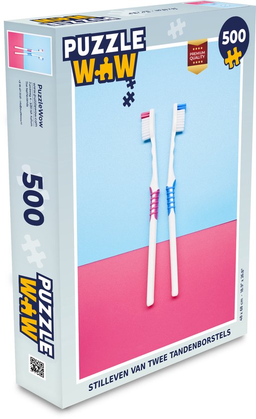 Puzzle Nature morte - Brosse à dents - Rose - Blauw - Puzzle - Puzzle 500 pièces - Sinterklaas cadeaux - Sinterklaas for big kids