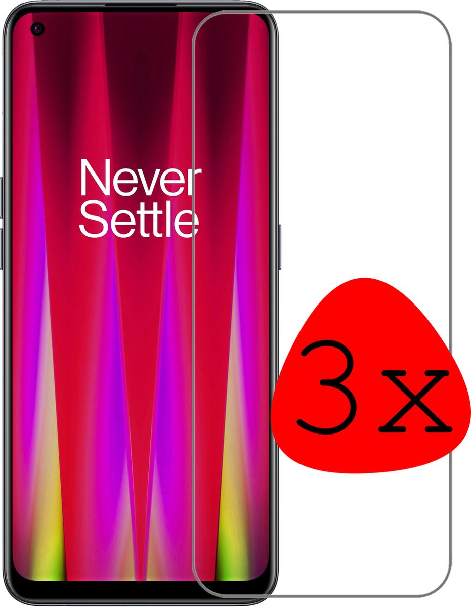 Screenprotector - 3 Stuks Geschikt voor OnePlus Nord CE 2 - Extra Sterk - Beschermglas - Gehard Glas - Tempered Glass - Screen Protector