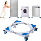 OMEVA® Wasmachine Verhoger met Wielen- Verhoging voor Wasmachine - Vaatwasser Koelkast Vriezer en Droger - Inclusief 4 Dempers - Verstelbaar - Wit - Wasmachine ombouw