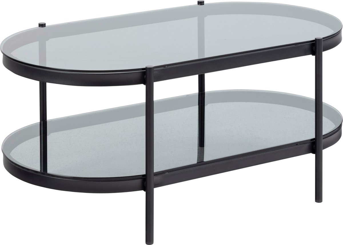 Bendt Ovale Glazen Salontafel 'Paw' 95 x 50cm, kleur Zwart