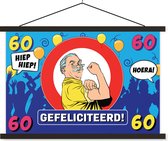 Porte-affiche avec affiche - Affiche scolaire - Anniversaire - 60 ans - Ballons - 90x60 cm - Lattes noires