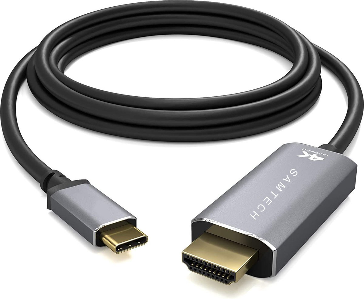 SAMTECH USB C naar HDMI Kabel - HDMI Switch - 4K@30Hz - 1.8 meter - Premium Gold Plated - Aluminium