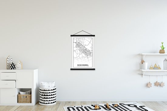Porte-affiche avec affiche - Affiche scolaire - Plan de la ville - Schijndel - carte - plan d'étage - 60x90 cm - Lattes noires