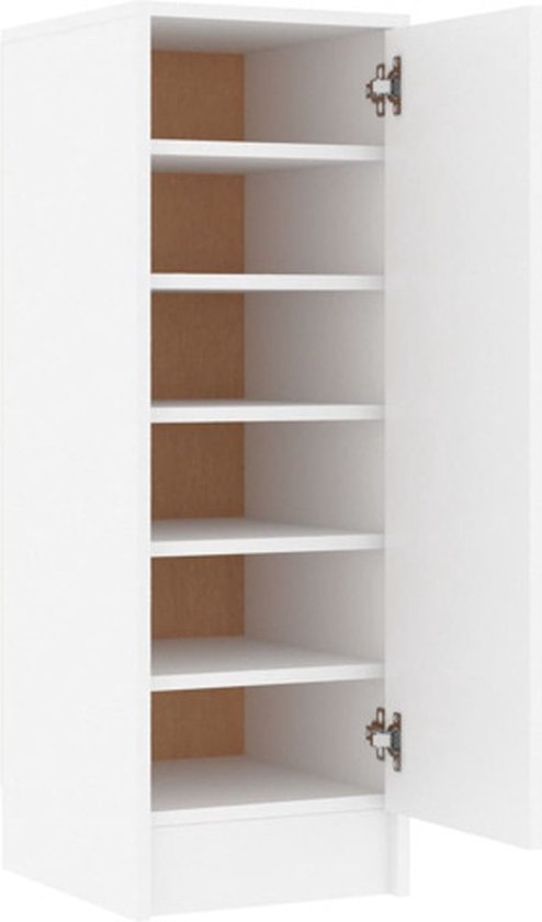 vidaXL - Schoenenkast - 32x35x92 - cm - bewerkt - hout - wit