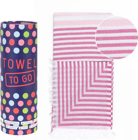 Towel to Go Hamamdoek in Geschenkverpakking Roze 100% Katoen Handdoek