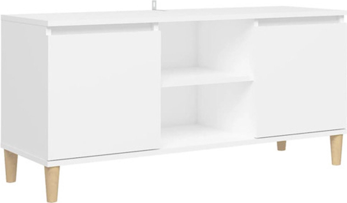 vidaXL - Tv-meubel - met - massief - houten - poten - 103,5x35x50 - cm - wit