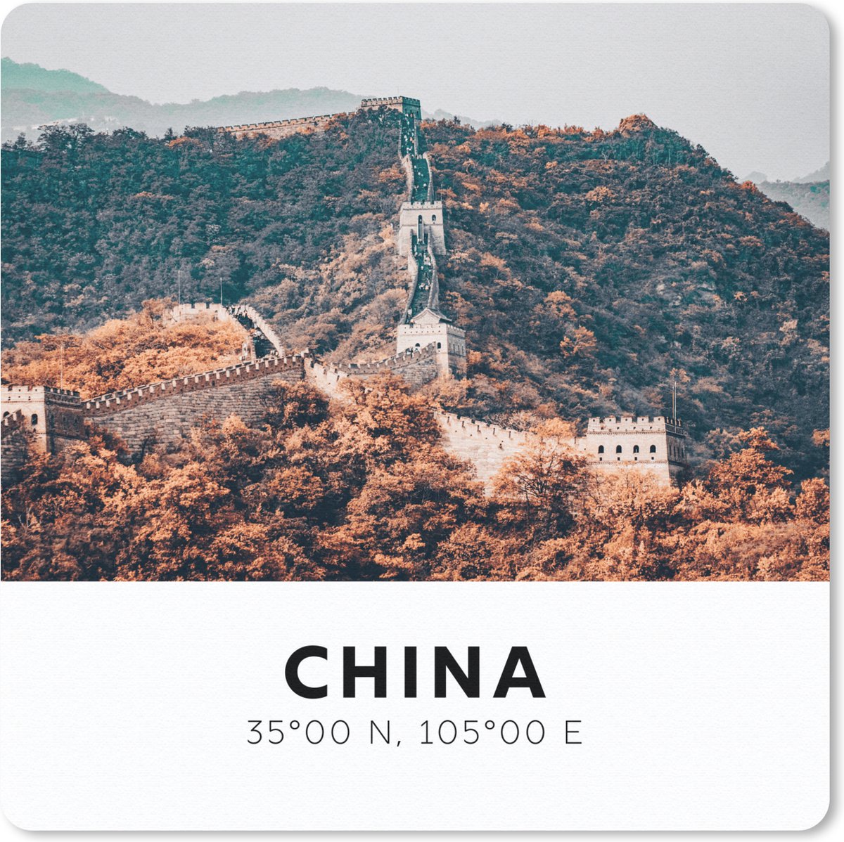Muismat 30x30 cm - Mousepad China - Chinese Muur - Herfst - Muismatten