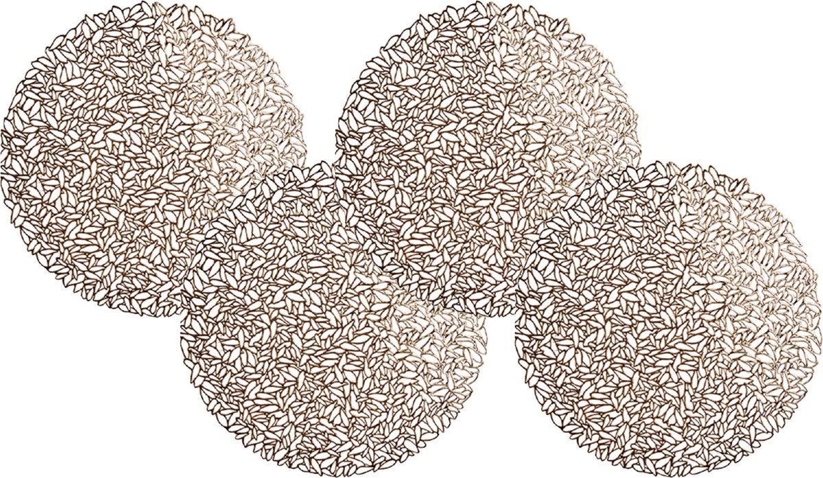 Placemats - D38 cm - metallic koper - Set van 4x stuks - kunststof