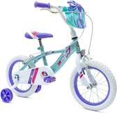 Huffy Glimmer Meisjesfiets - 4-6 jaar - Kinderfiets 14 Inch - Inclusief zijwieltjes - Groenblauw en paars - Snel en makkelijk te monteren