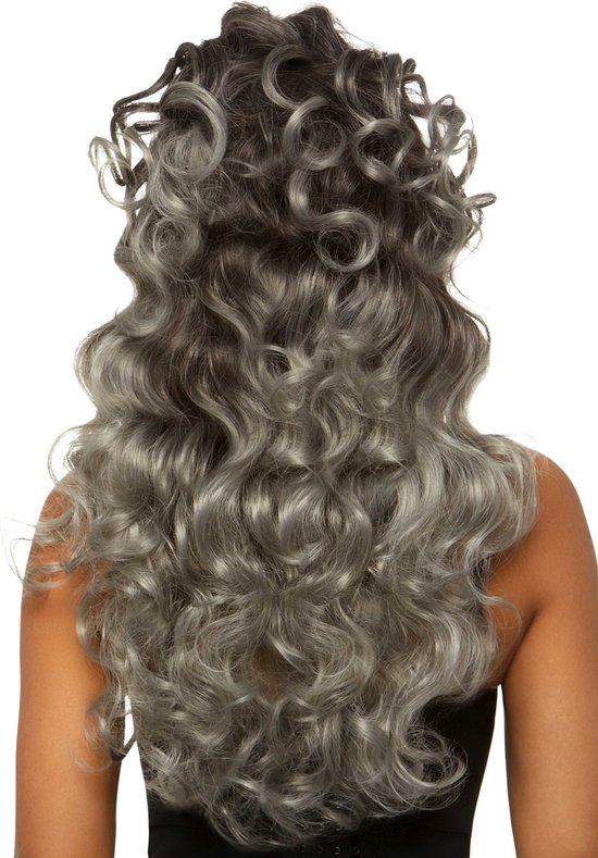 Perruque Leg Avenue Long Curly Wispy Bang Gris