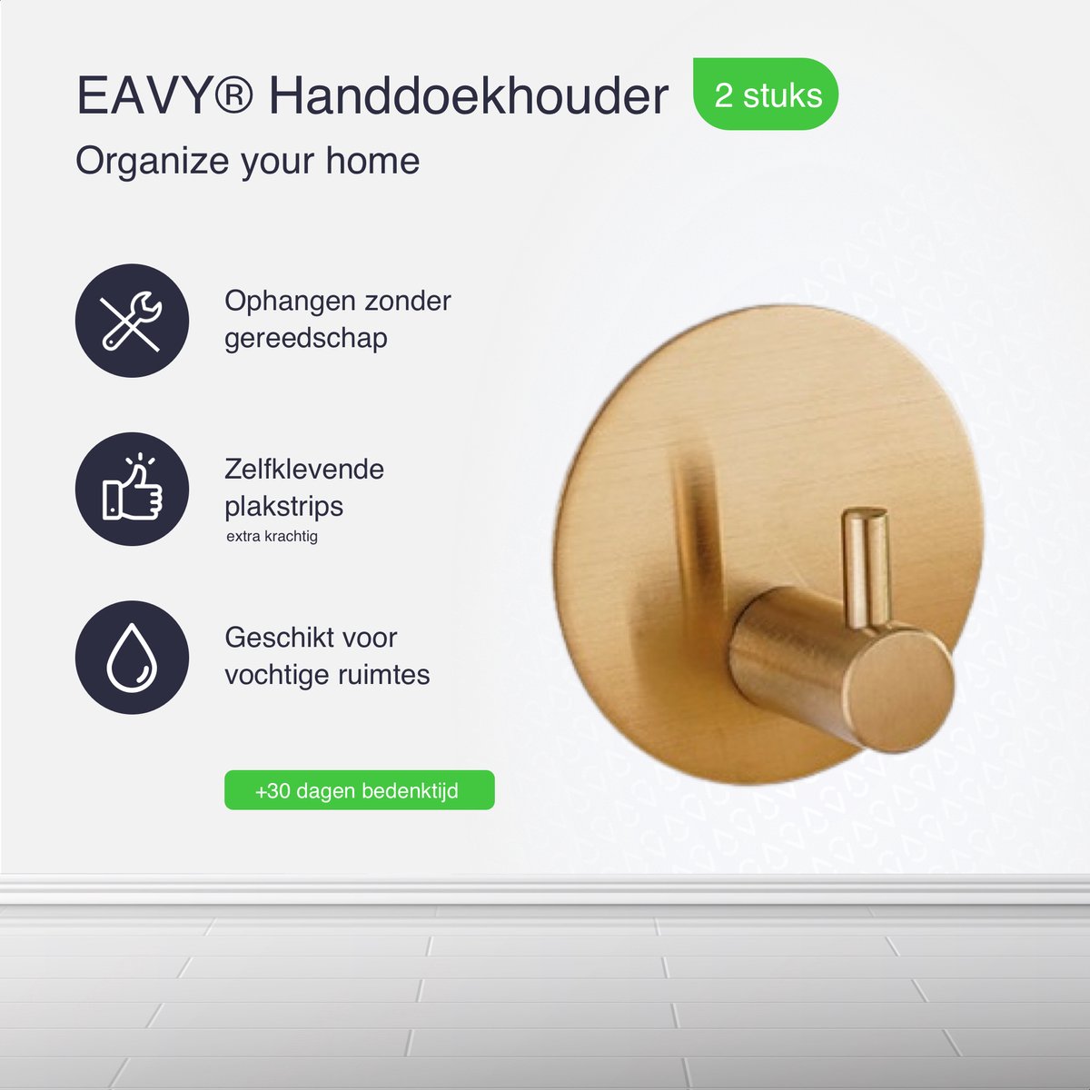 Zelfklevende Handdoekhaakjes Goud | RVS | Badkamer & Keuken