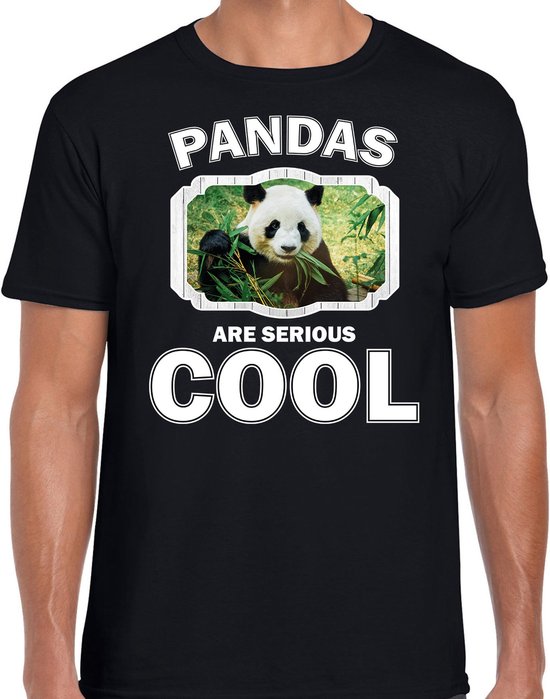 Dieren pandaberen t-shirt zwart heren - pandas are serious cool shirt - cadeau t-shirt panda/ pandaberen liefhebber S