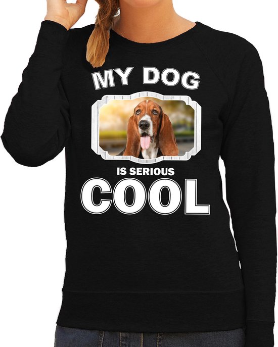 Basset honden trui / sweater my dog is serious cool zwart - dames - Basset liefhebber cadeau sweaters XS