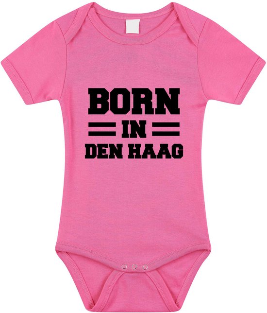 Born in Den Haag tekst baby rompertje roze meisjes - Kraamcadeau - Den Haag geboren cadeau 56