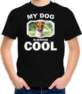 Jack russel honden t-shirt my dog is serious cool zwart - kinderen - Jack russel terriers liefhebber cadeau shirt - kinderkleding / kleding 122/128