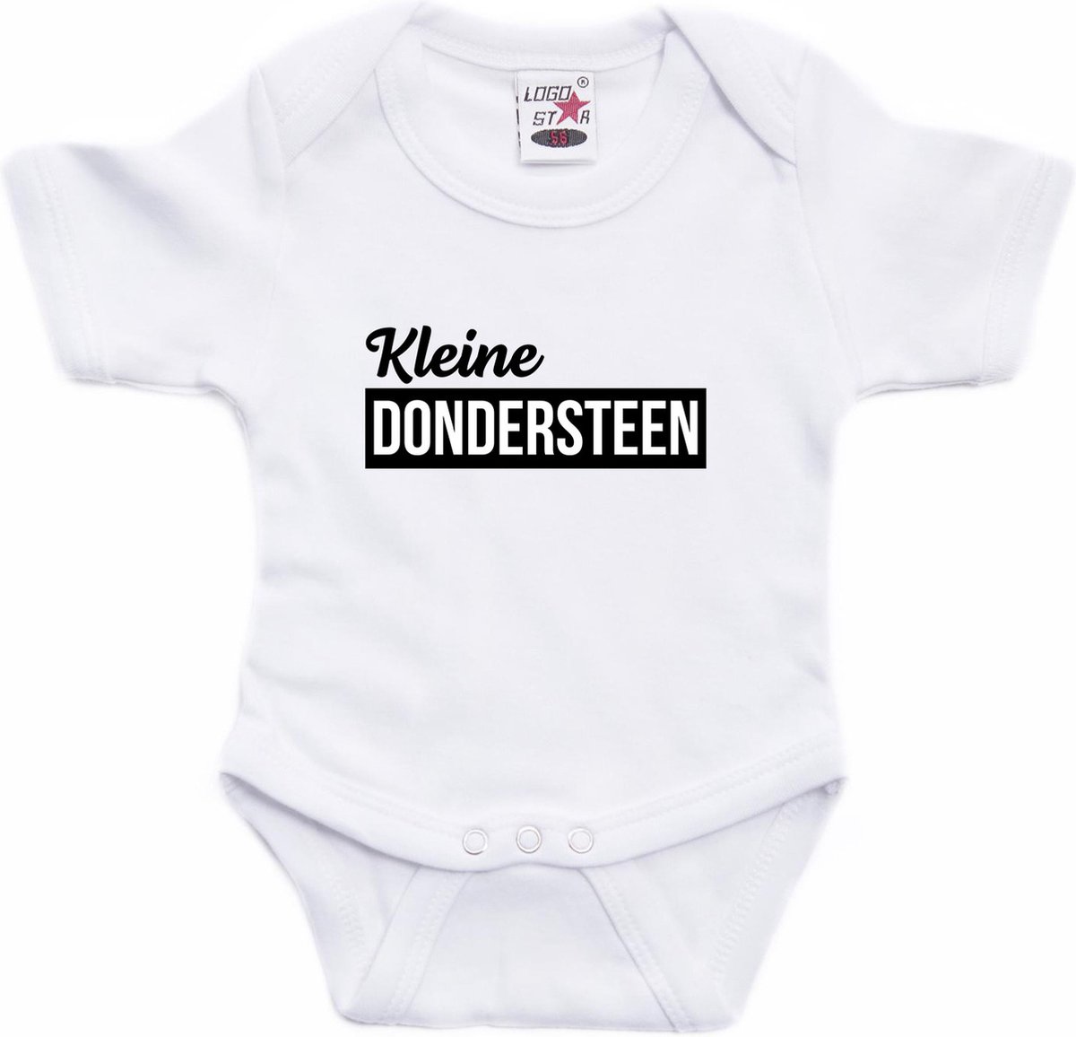 Kleine dondersteen tekst baby rompertje wit jongens en meisjes - Kraamcadeau - Babykleding 56