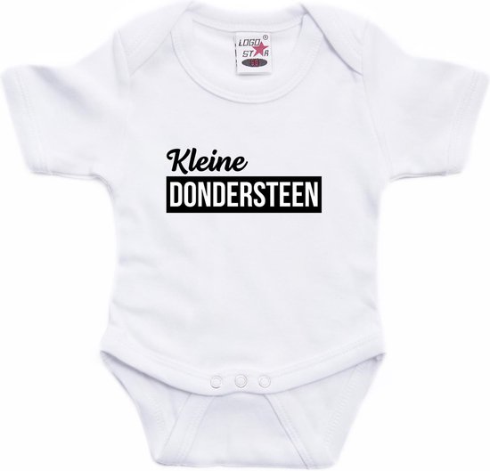 Foto: Kleine dondersteen tekst baby rompertje wit jongens en meisjes kraamcadeau babykleding 56