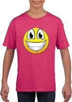 emoticon/ emoticon t-shirt super vrolijk roze kinderen 146/152