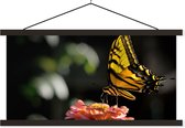 Posterhanger incl. Poster 150x75 cm - Schoolplaat - Vlinder - Botanisch - Bloem - Textielposter - Zwarte latten