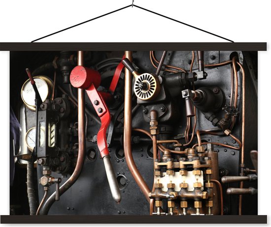 Détails affiche école locomotive à vapeur lattes plates noir 150x100 cm - Tirage photo sur affiche textielposter (décoration murale salon / chambre)