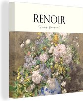 Canvas - Canvas schilderij - Bloemen boeket - Bloemen - Vaas - Delftsblauw - Renoir - Canvas schildersdoek - Oude meesters - 90x90 cm