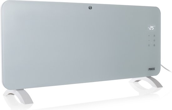 Elektrische kachel Smart– Princess Convectorkachel met glazen paneel 348201 – Convectorkachel - Ingebouwde Thermostaat - paneelverwarming - Inclusief mobiele app - WiFi - LED touchscreen - 2000W - wit