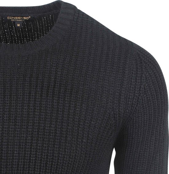 Blend BHGanbolf gebreide herentrui Troyer, grof gebreide trui met ritssluiting 100% katoen Regular fit, grijs (charcoal 70818), M