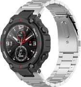 Stalen Smartwatch bandje - Geschikt voor Amazfit T-Rex - Pro stalen band - zilver - Strap-it Horlogeband / Polsband / Armband