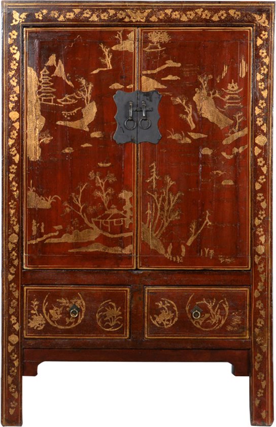 Fine Asianliving Armoire de mariée chinoise antique peinte à la main W120xD50xH185cm Meubles chinois Armoire orientale