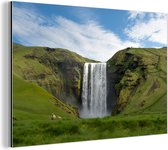 Wanddecoratie Metaal - Aluminium Schilderij Industrieel - Waterval - IJsland - Natuur - 180x120 cm - Dibond - Foto op aluminium - Industriële muurdecoratie - Voor de woonkamer/slaapkamer