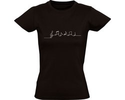 Muzieknoten Dames T-shirt | muziek | piano | instrumenten | zanger | dj | muziek luisteren | Zwart