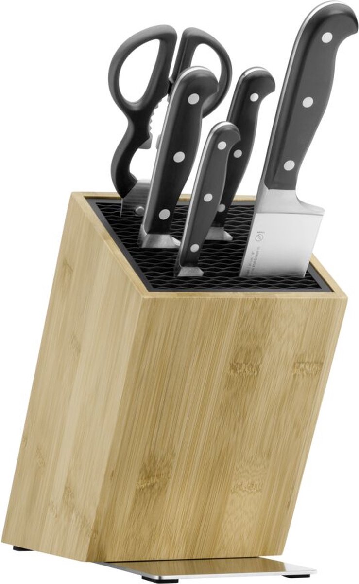 WMF Topklasse Plus messenblok met messenset, 6-delig, Made in Germany, 3 gesmeed, schaar, wetstaal, beukenhouten blok, Performance Cut