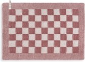 Knit Factory Gebreide Placemat - Onderlegger Block - Eetmat - Ecru/Stone Red - 50x30 cm