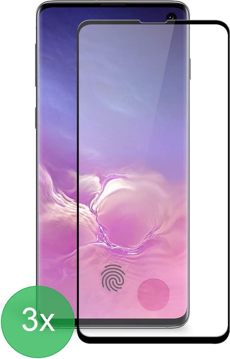 3x Full Cover Screenprotector Geschikt voor: Samsung Galaxy S10 - Screen protector - volledige glas - bescherming - beschermglas - ZT Accessoires