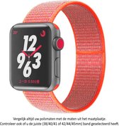 Oranje - Roze Nylon Horloge Bandje Geschikt voor Apple Watch 1, 2, 3, 4, 5, 6, 7, 8, SE & Nike+, 38mm, 40mm & 41mm "Vrouwenbreedte" Series - Zacht Geweven Nylon - 38 mm, 40 mm en 41 mm - orange pink