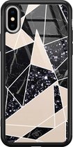 Casimoda® hoesje - Geschikt voor iPhone Xs Max - Abstract Painted - Luxe Hard Case Zwart - Backcover telefoonhoesje - Roze