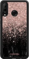 Casimoda® telefoonhoesje - Geschikt voor Huawei P30 Lite - Marmer Twist - Zwart TPU hoesje - Backcover - Rosekleurig - Marmer