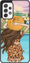 Casimoda® hoesje - Geschikt voor Samsung Galaxy A72 - Sunset Girl - Zwart TPU Backcover - Geen opdruk - Multi
