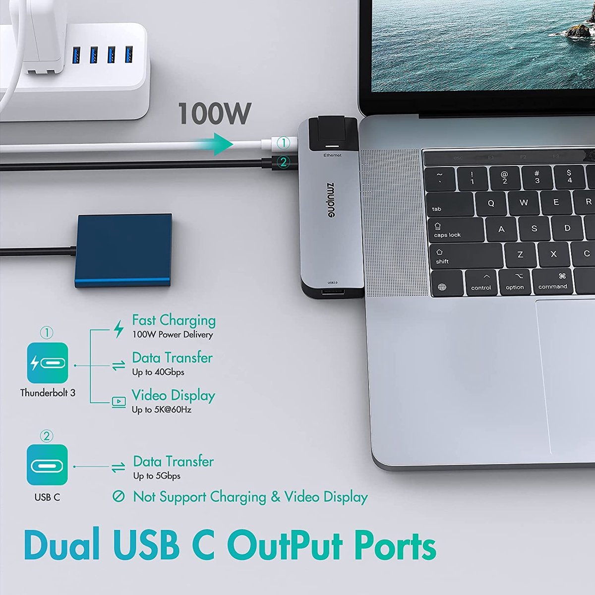 Adaptateur USB C pour MacBook Pro MacBook Air 13 15 16 pouces 2020